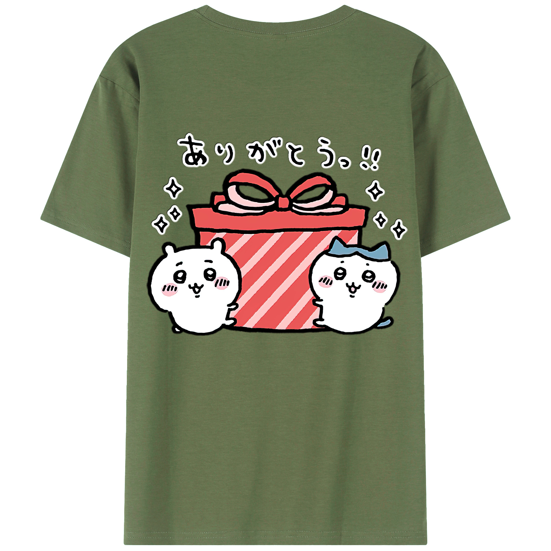 （画像用） ちいかわ ハチワレ Chii-kawa hachiware 綿100％ メンズ半袖Tシャツ（バックプリント） 通気性